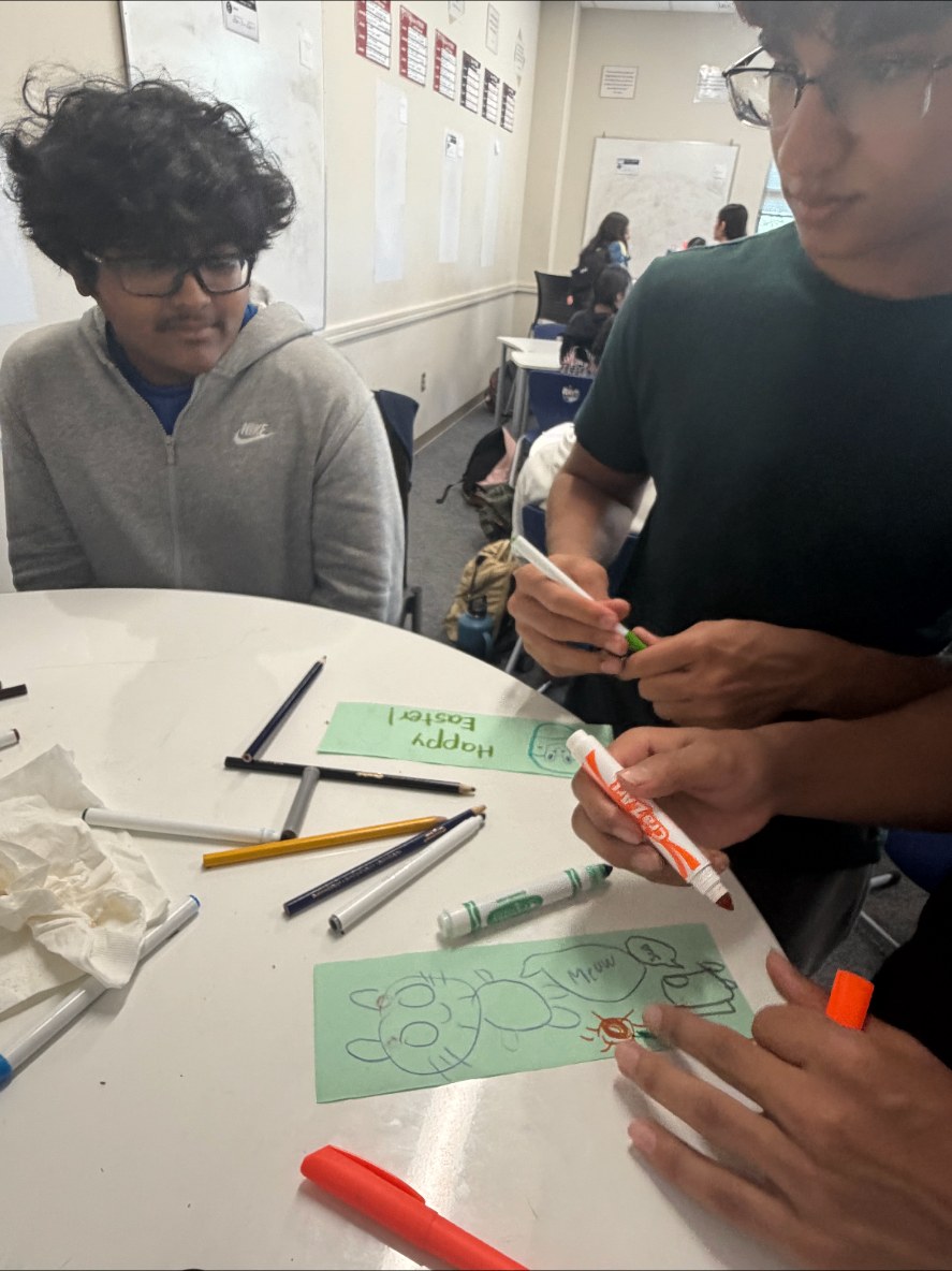 Volunteers writing cards